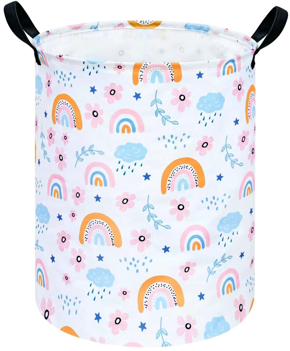VAIVUSTO rainbow round laundry hamper front view for organized laundry days