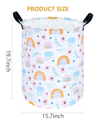 VAIVUSTO rainbow round laundry hamper handle detail shows easy carrying