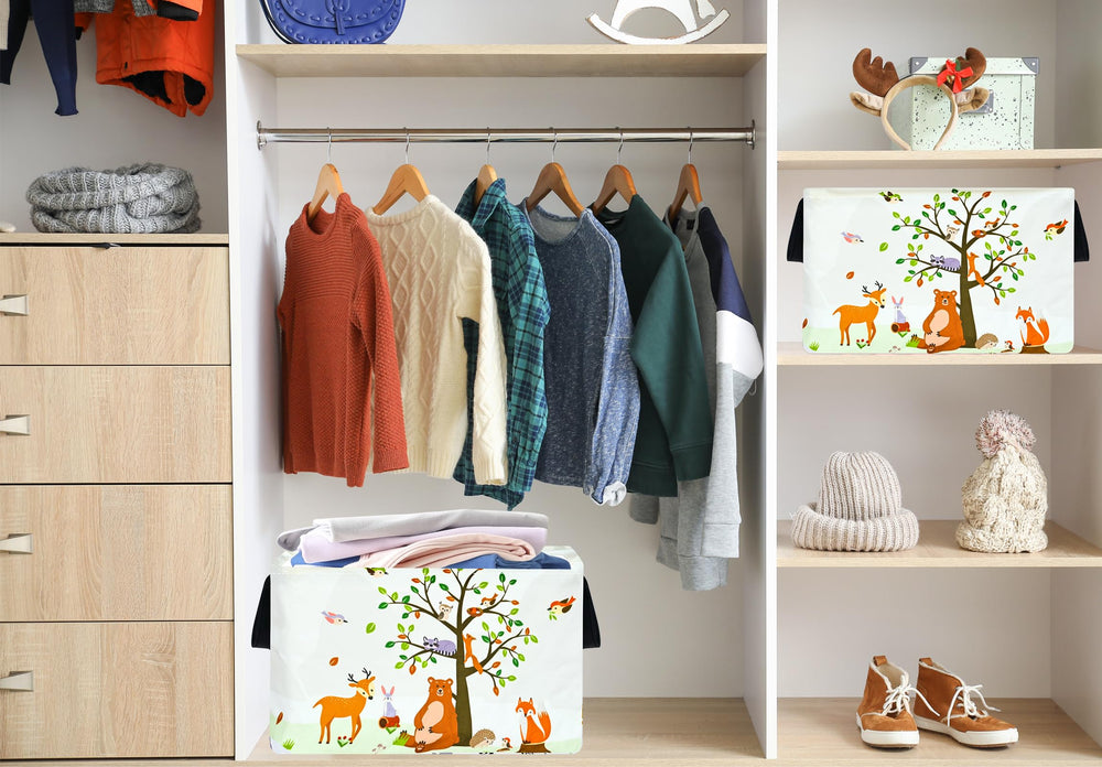 VAIVUSTO Rec Animals Print Box Hamper organizes pet supplies efficiently