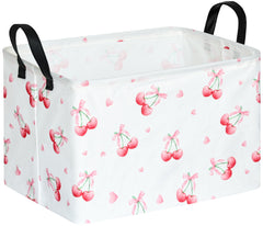 VAIVUSTO Rec cherry print box hamper collapsible design for clutter-free home organization