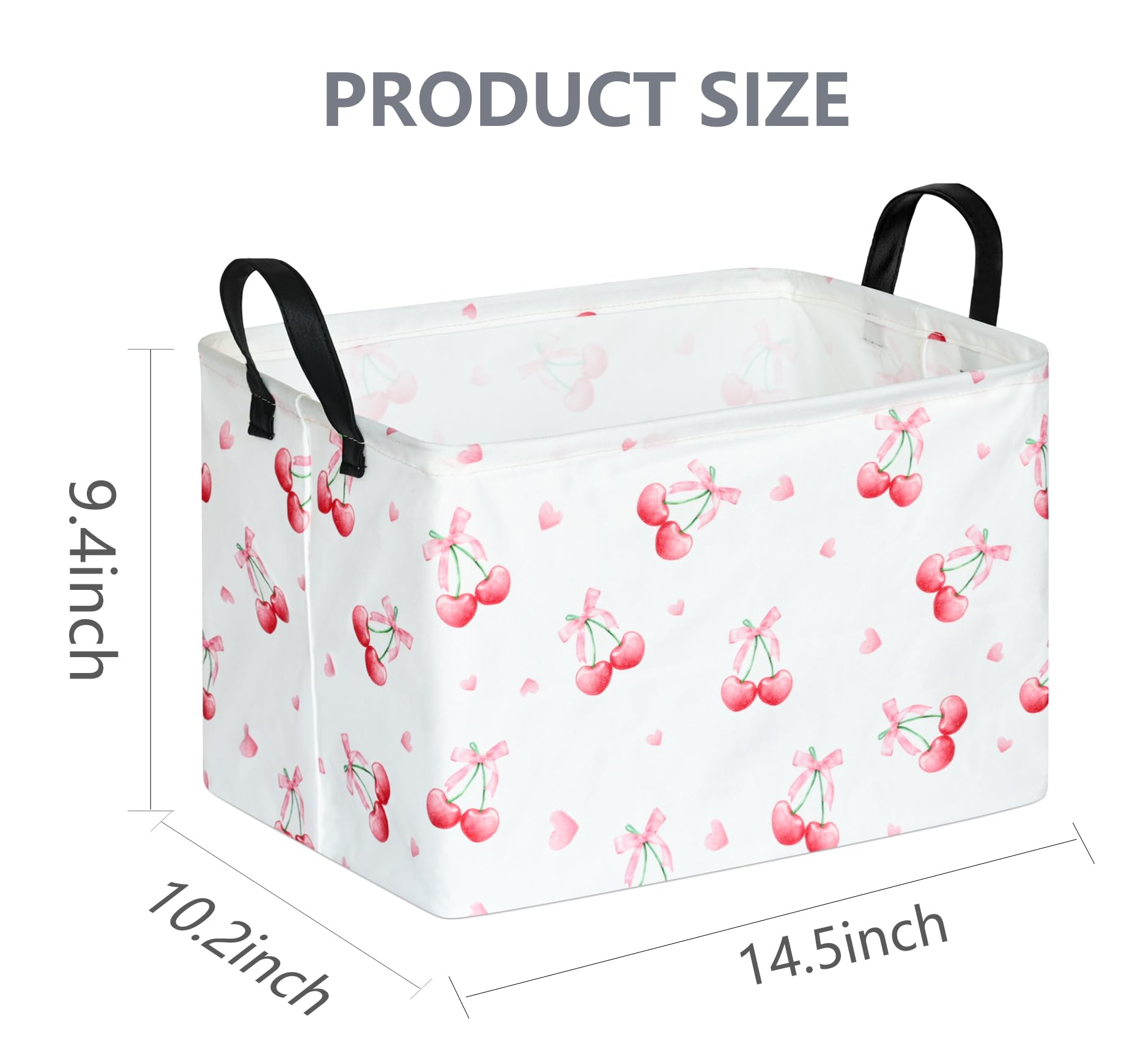 VAIVUSTO Rec cherry print box hamper folded flat saves space in small rooms