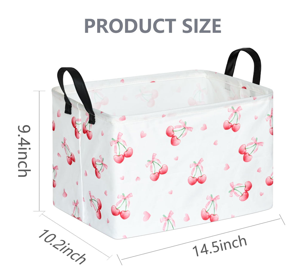 VAIVUSTO Rec cherry print box hamper folded flat saves space in small rooms