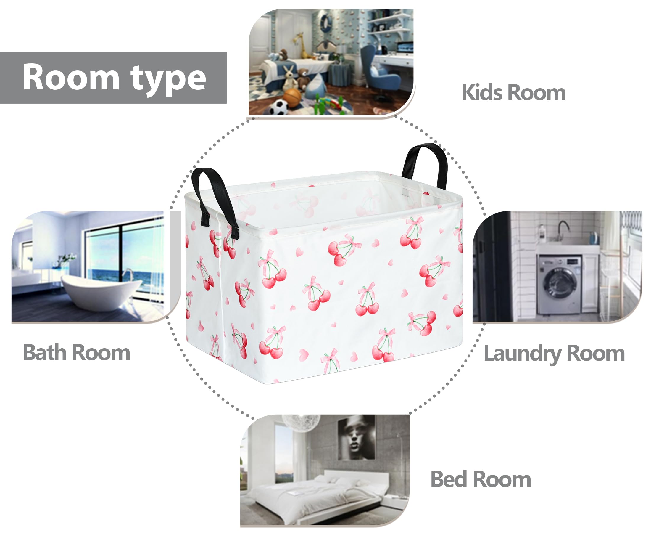 VAIVUSTO Rec cherry print box hamper supports kids’ rooms organization and responsibility