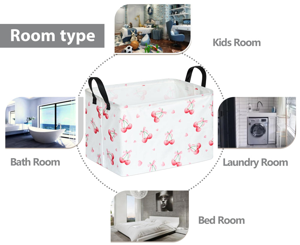 VAIVUSTO Rec cherry print box hamper supports kids’ rooms organization and responsibility