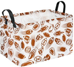 VAIVUSTO Rec football print hamper close-up shows durable fabric for tidy storage.