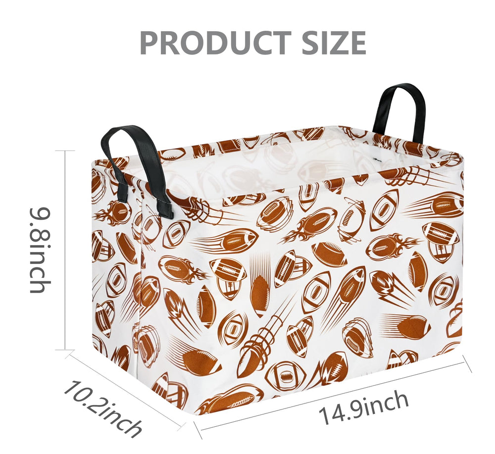 VAIVUSTO Rec football print hamper collapsible fold demonstrates space-saving design for small spaces.