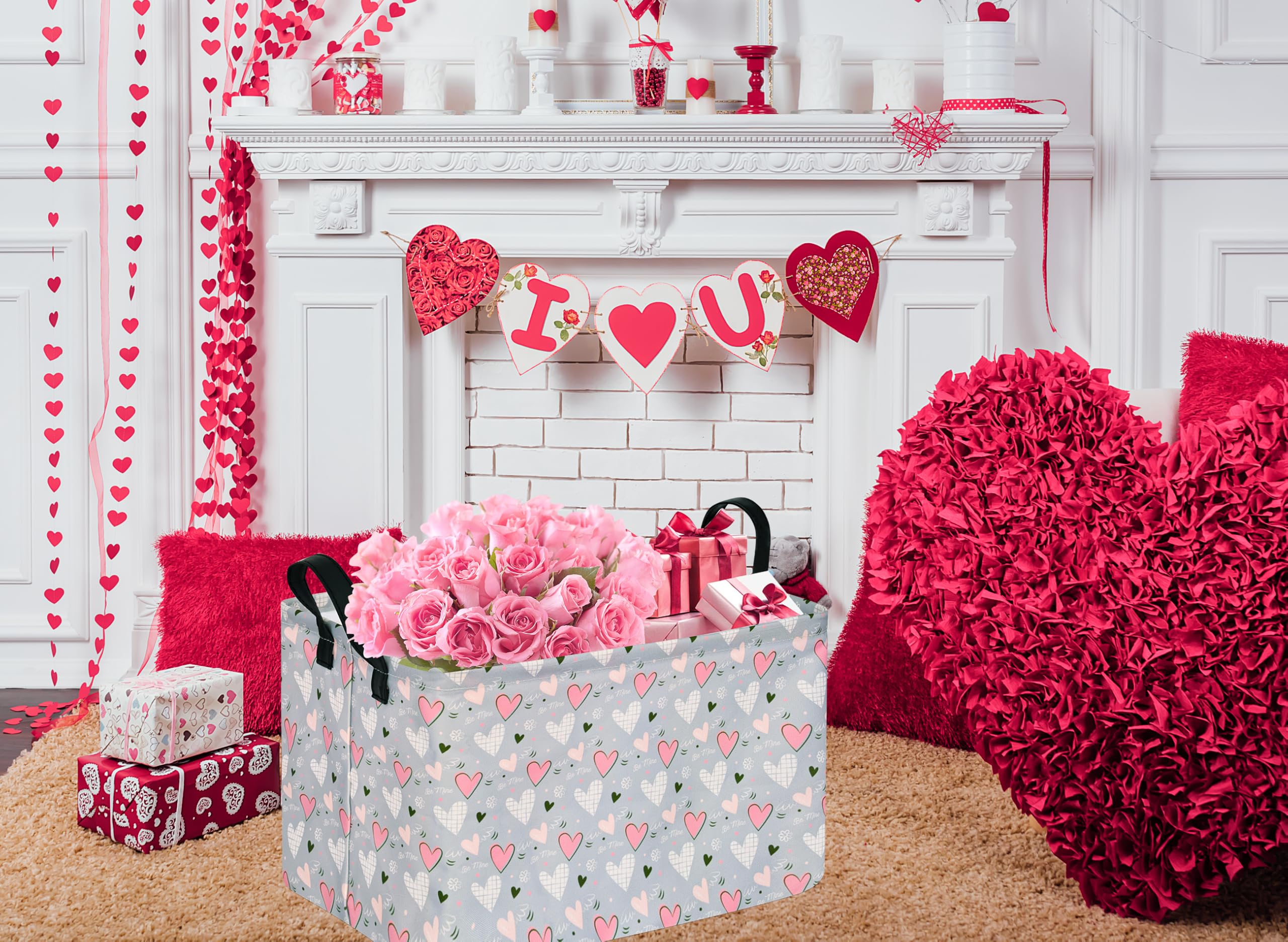 VAIVUSTO Rec Heart Box Hamper stacked demonstrates space-saving organization