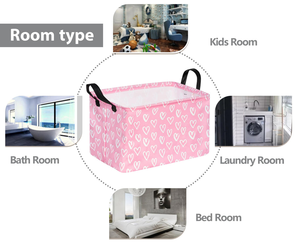 VAIVUSTO Rec Heart Print Box Hamper adds cheerful decor while organizing