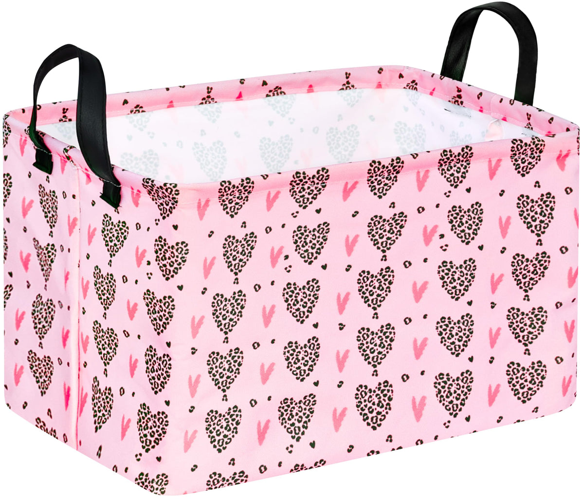 VAIVUSTO Rec Heart Print Box Hamper folded for compact storage and space saving.