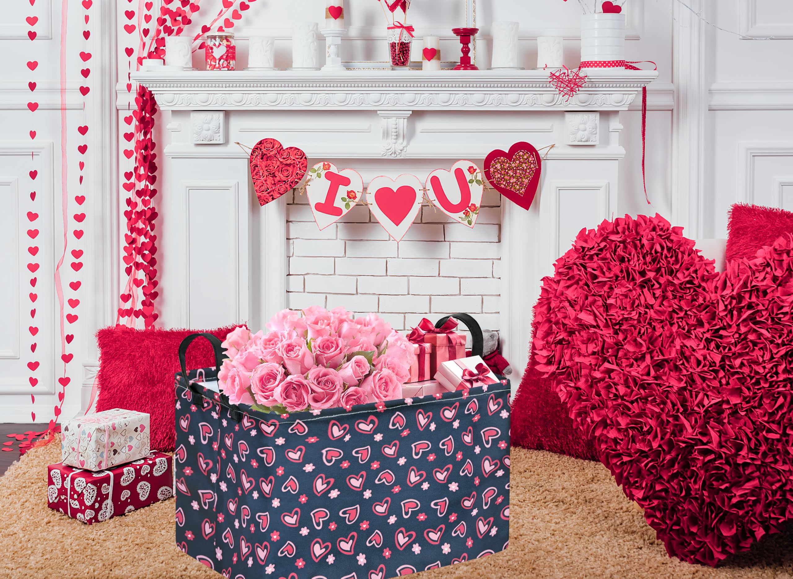 VAIVUSTO Rec Heart Print Home Storage Bin doubles as gift-worthy organizer for shelves