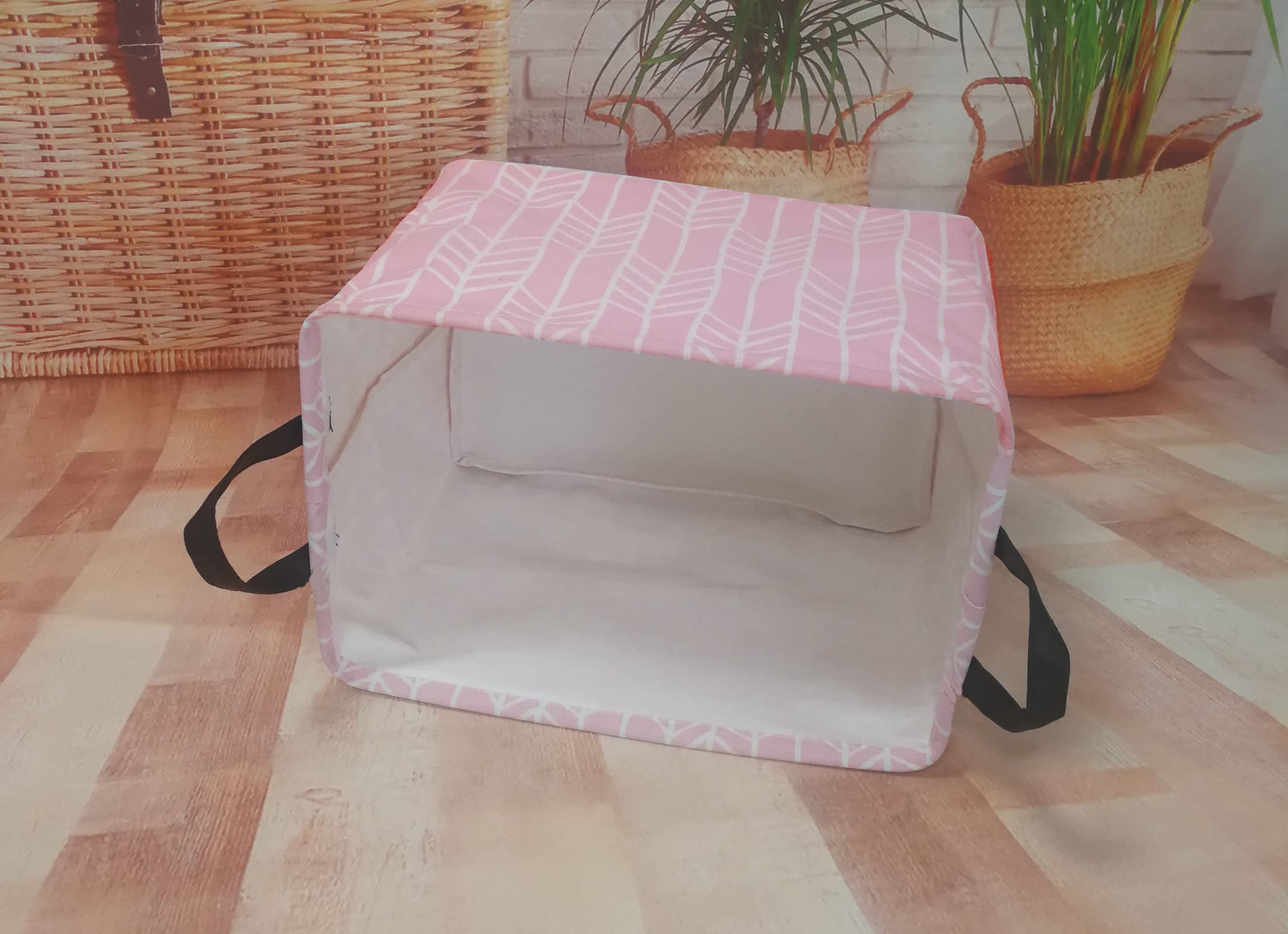 VAIVUSTO Rec Pink Box Hamper in a bedroom corner for neat clutter control