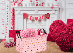 VAIVUSTO Rec pink heart hamper collapsible design saves space