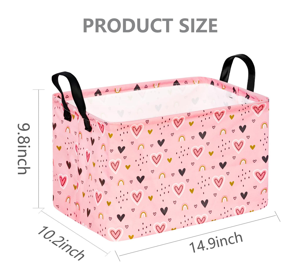 VAIVUSTO Rec pink heart hamper side view highlighting compact storage
