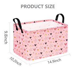 VAIVUSTO Rec pink heart hamper side view highlighting compact storage