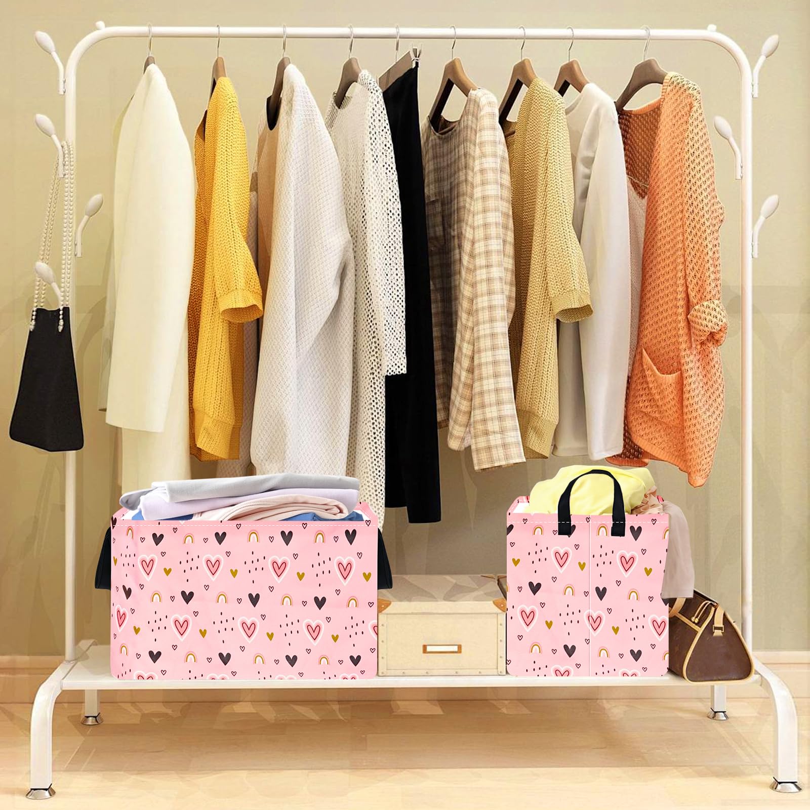 VAIVUSTO Rec pink heart hamper toy storage keeps play areas tidy