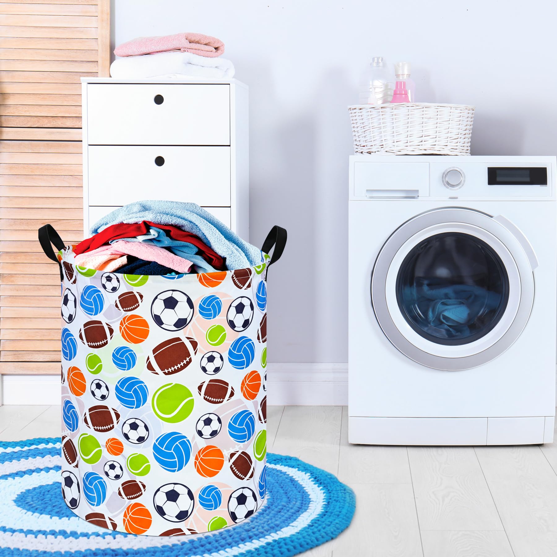 VAIVUSTO round laundry basket in collapsed form for compact storage
