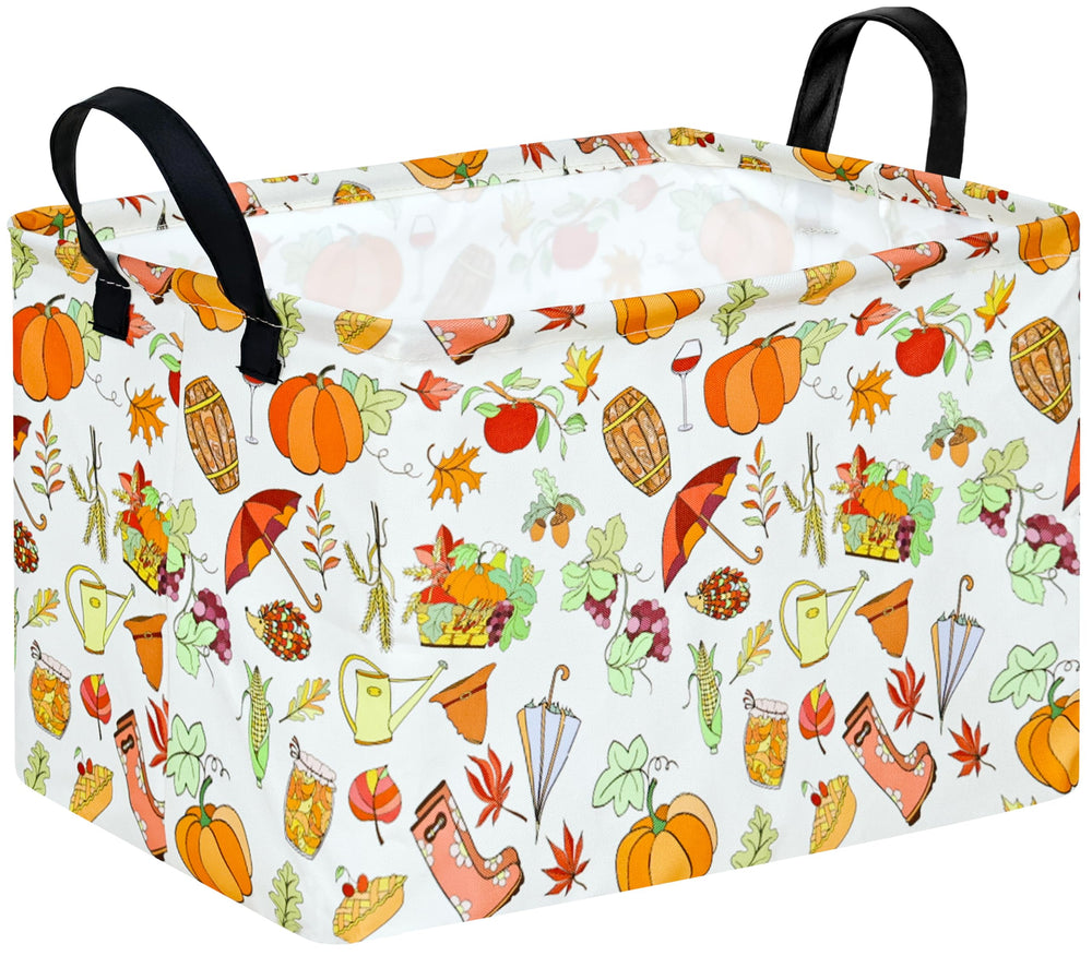 VAIVUSTO Thanksgiving Box front view with autumn pattern for stylish home organization.
