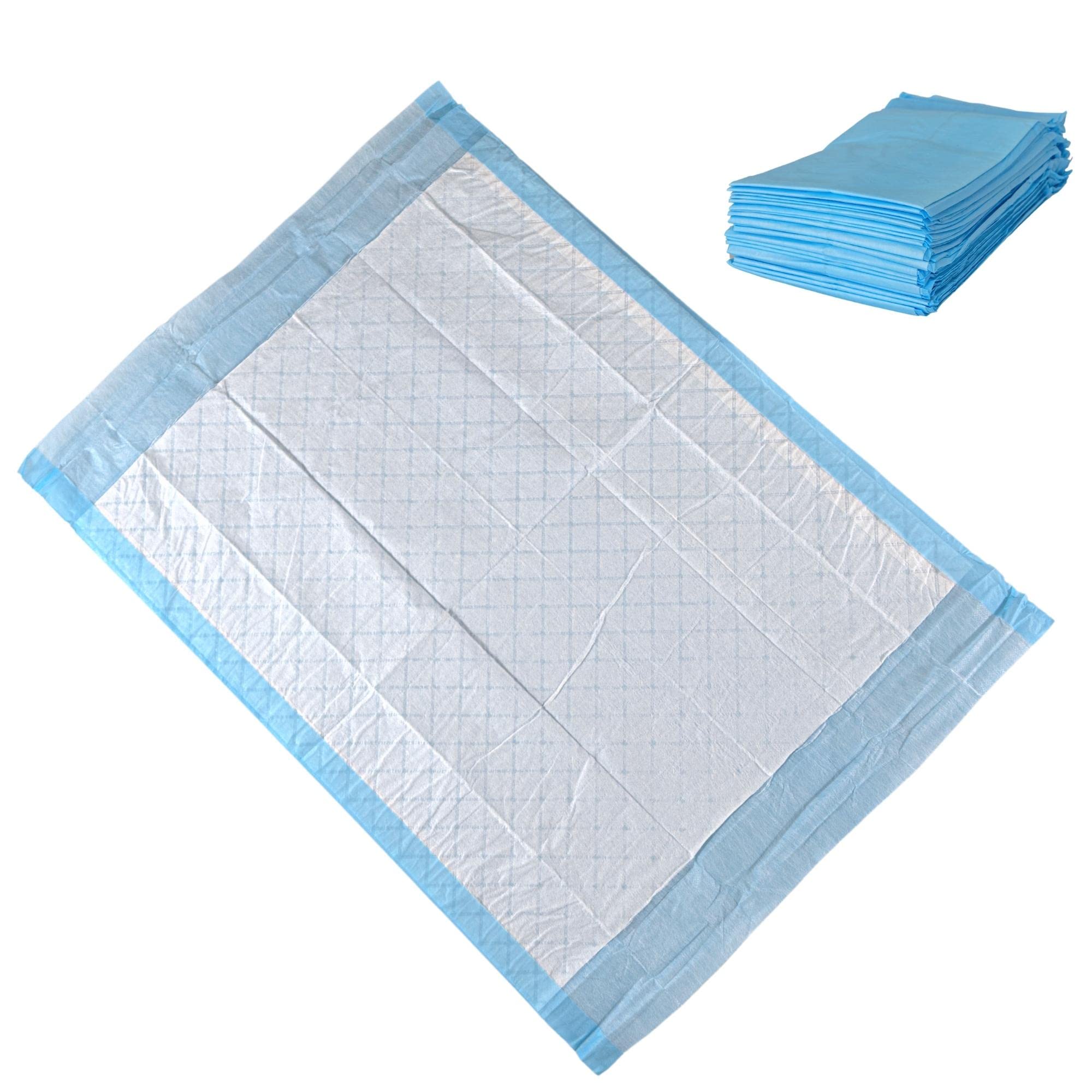 Vakly disposable underpad 25-pack flatlay shows broad coverage for beds and furniture protection