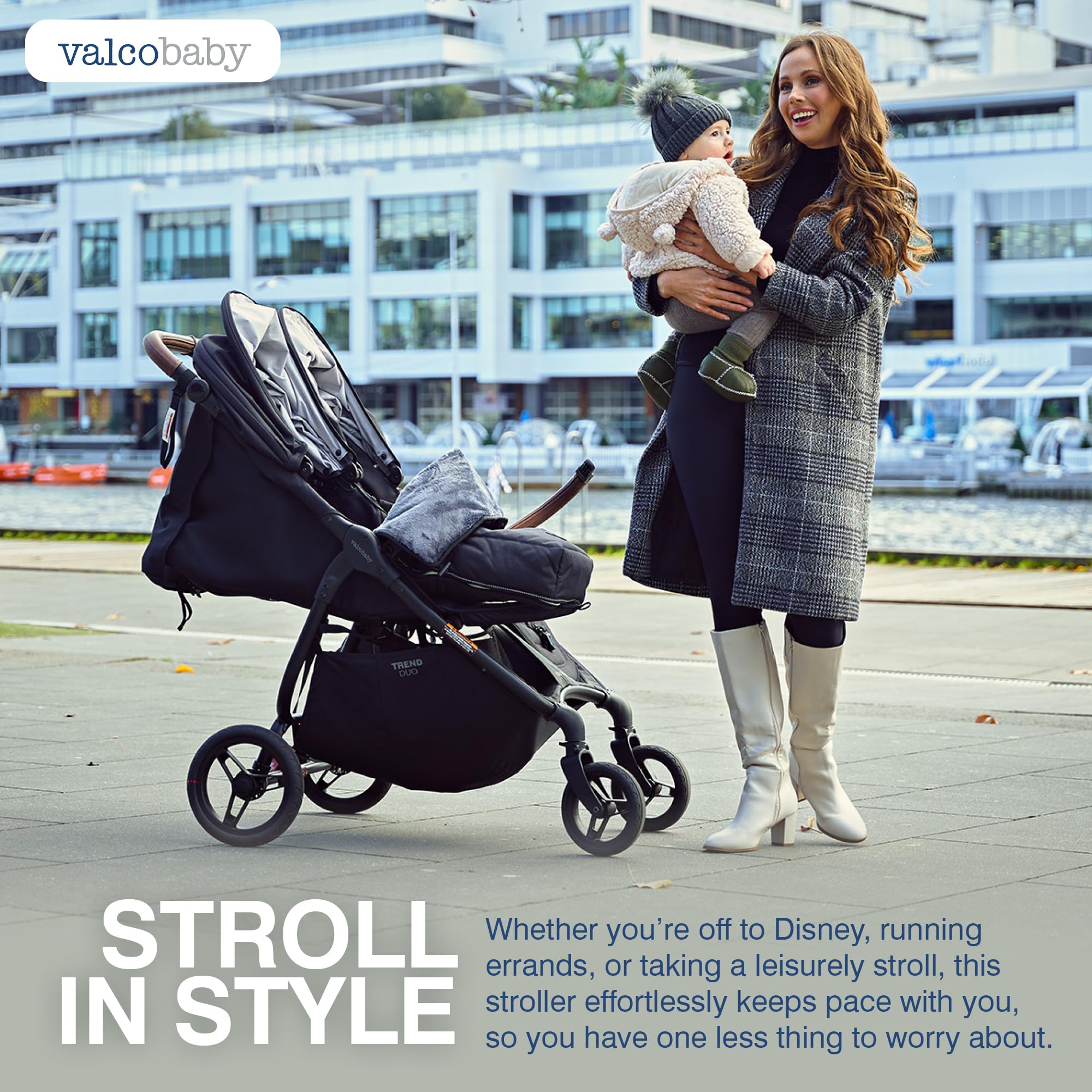 Valco Baby Trend Duo adjustable handles and footrests for comfort