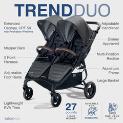 Valco Baby Trend Duo extendable canopies with UPF50 sun protection