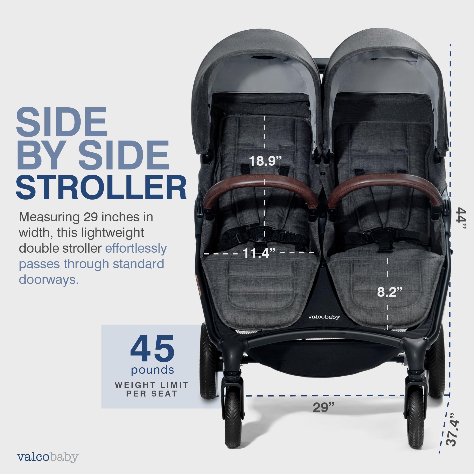 Valco Baby Trend Duo peek-a-boo windows for visibility and interaction