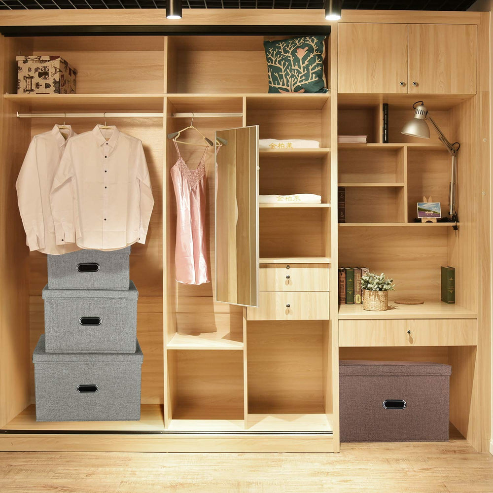 Valease folded-flat storage bin demonstrates space-saving when not in use.