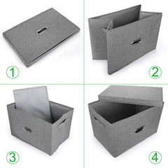 Valease linen storage bin grey large stacked design saves space.