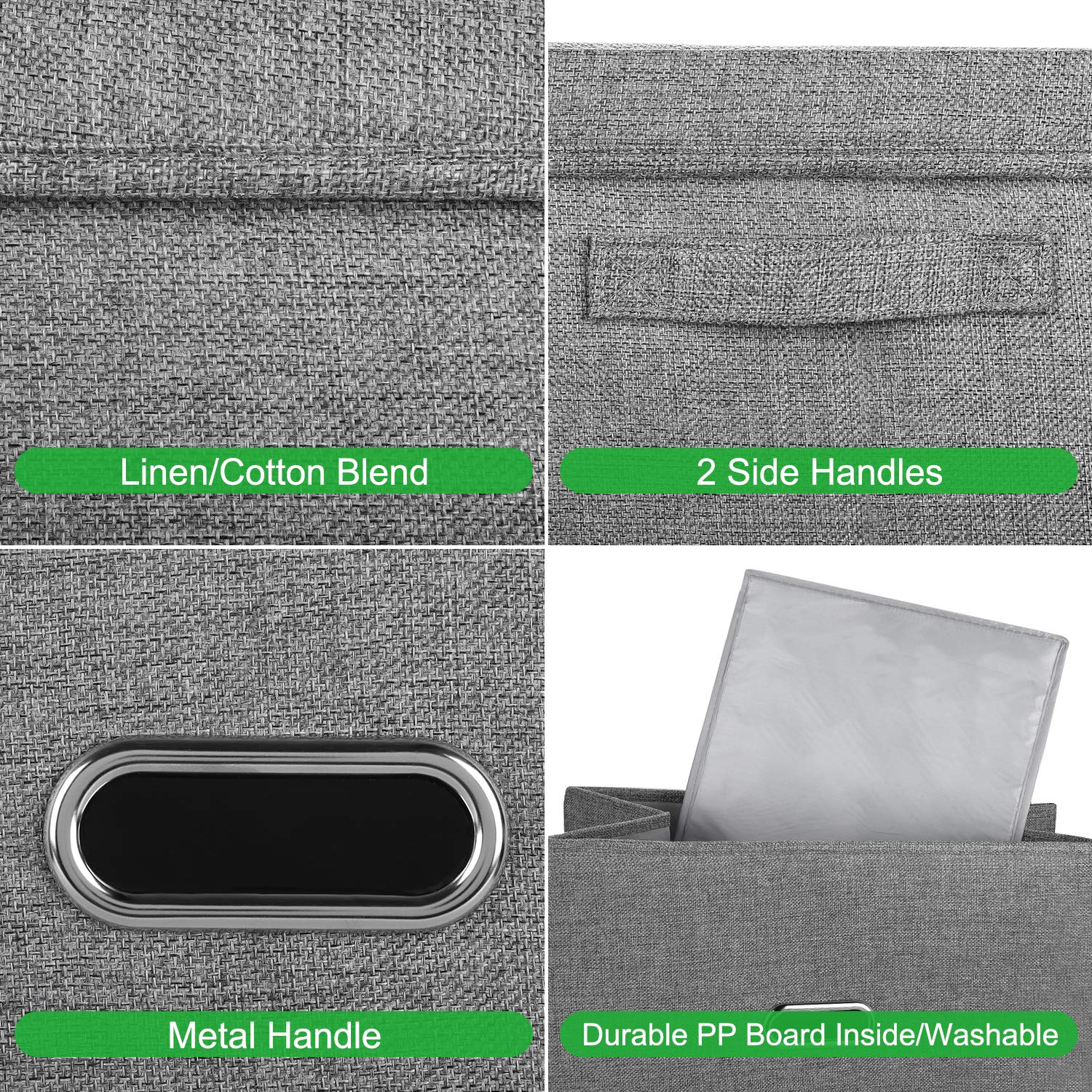 Valease linen storage bin grey medium open top for quick access.