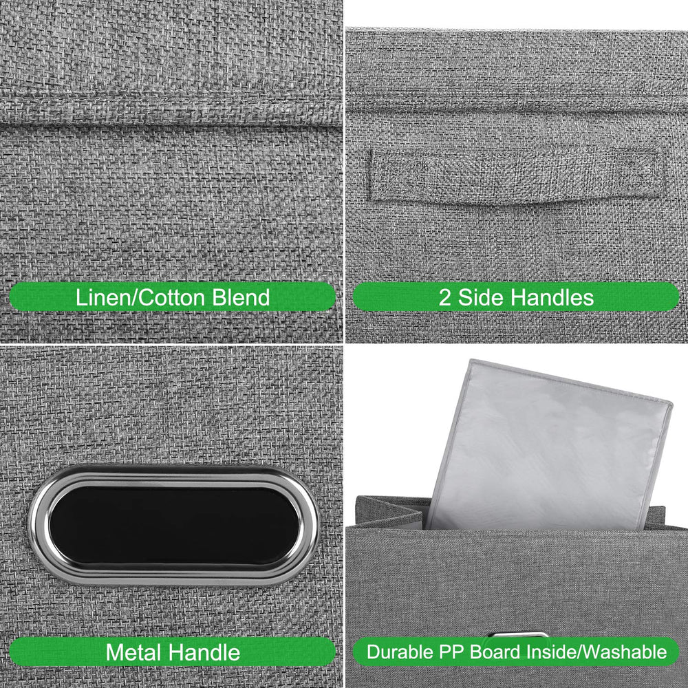Valease linen storage bin grey medium open top for quick access.
