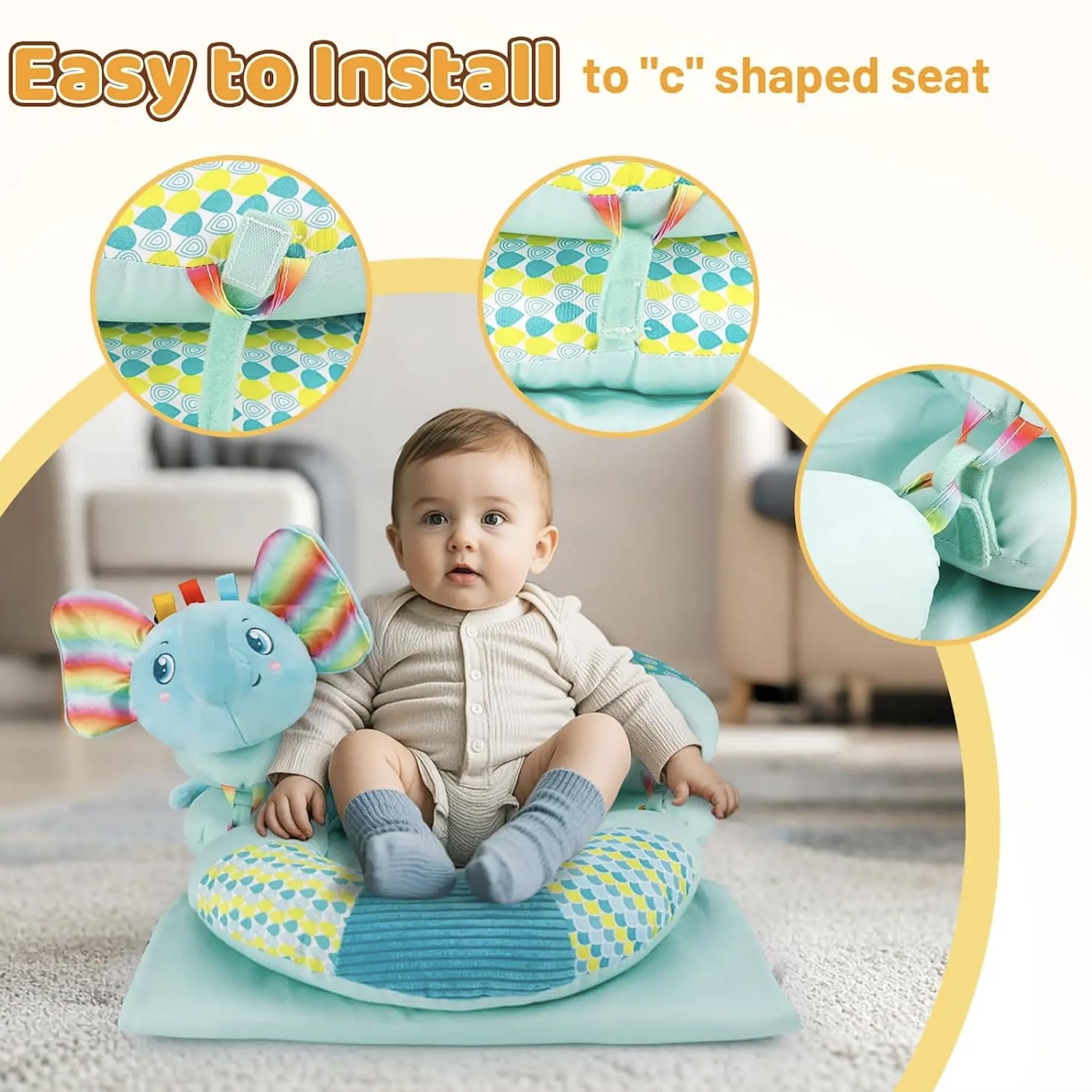 Valentín Tummy Time Mat detachable pillow enables adjustable comfort as baby grows.