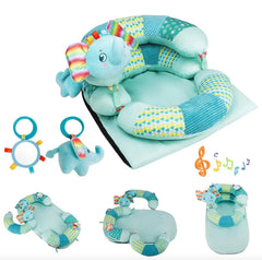 Valentín Tummy Time Mat seated support pillow helps babies practice balanced seating.