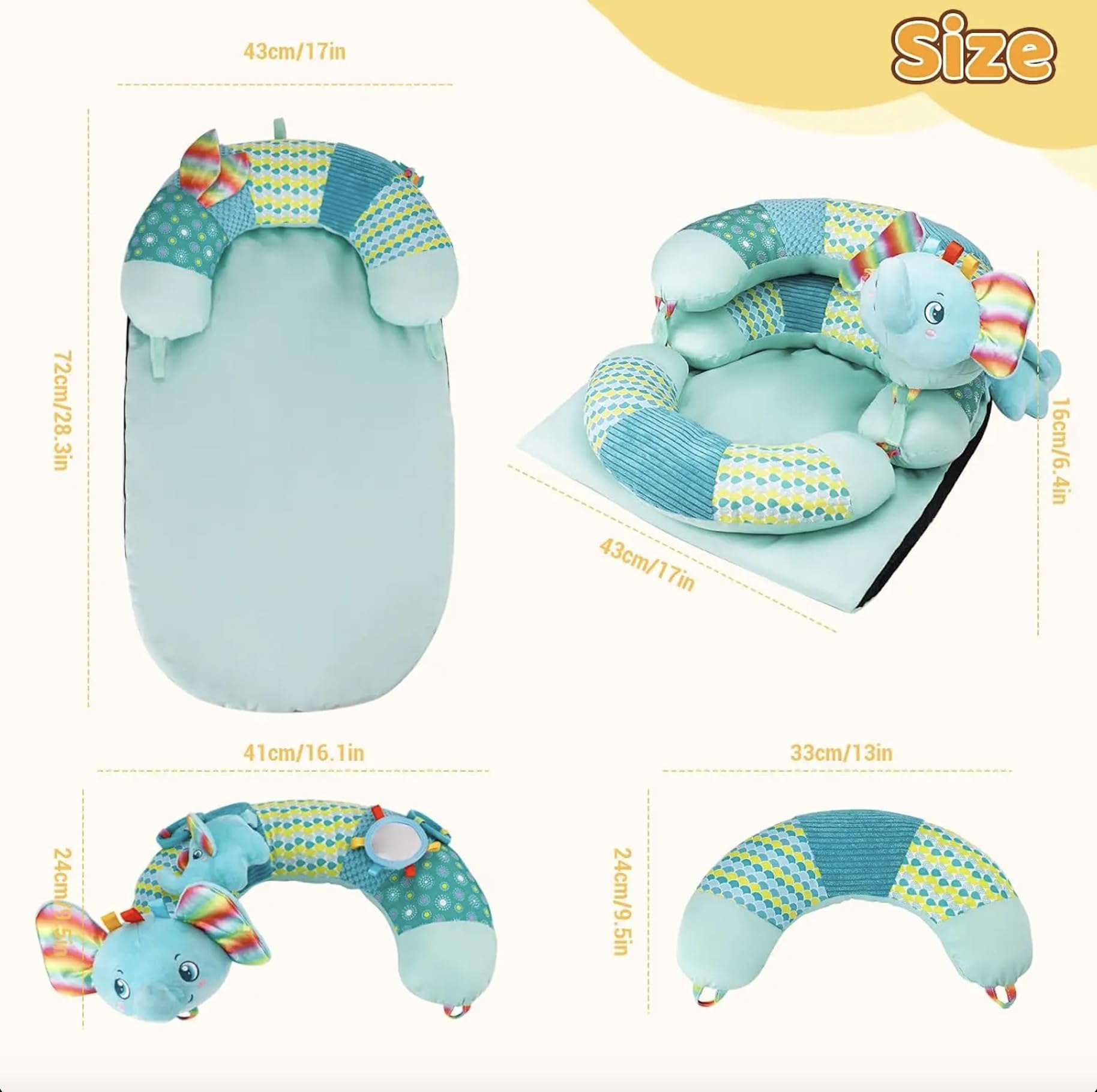 Valentín Tummy Time Mat toys in a rattle engage senses during floor play.