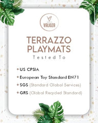 Valioza Terrazzo Playmat brown edge border detail for seamless look