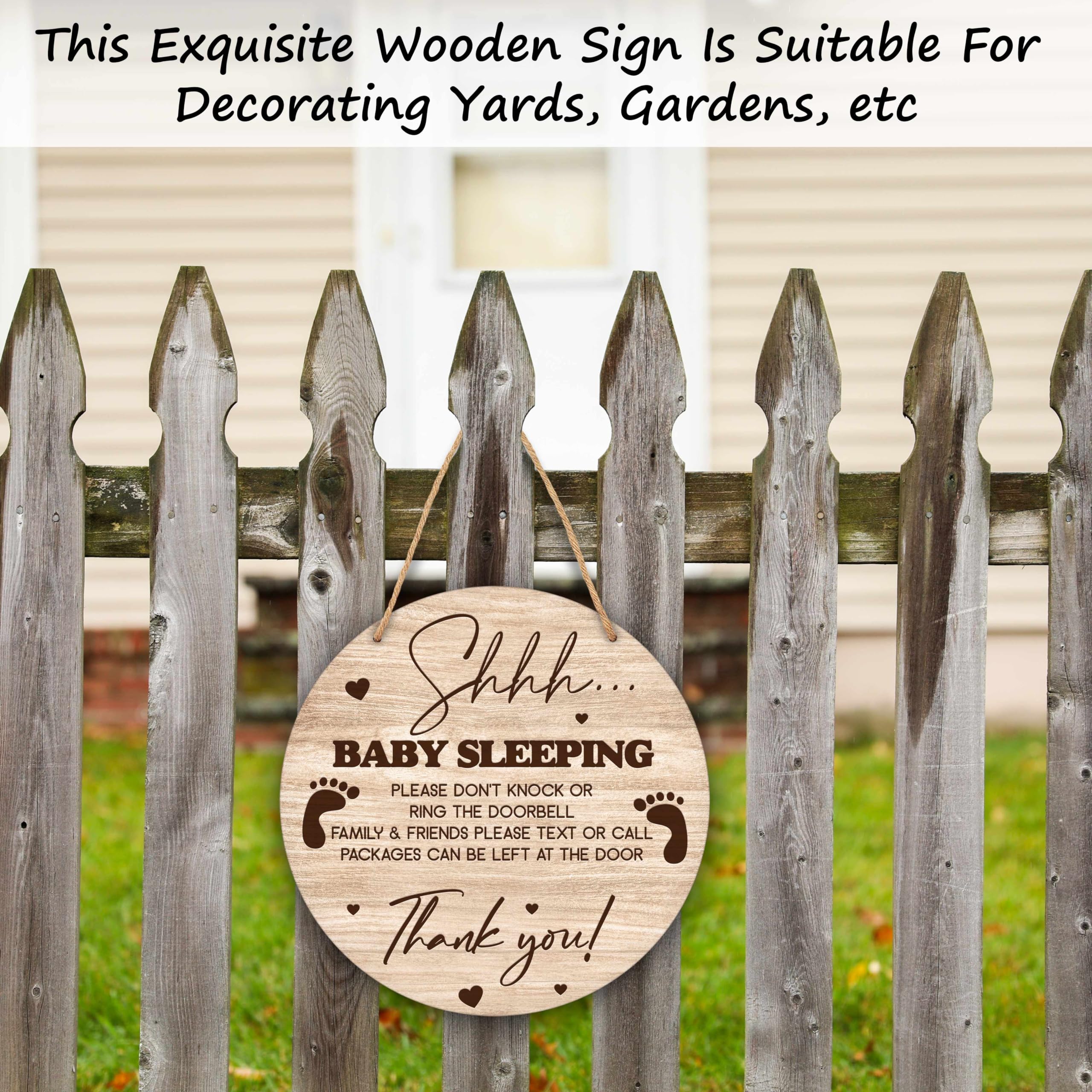Valucise round wood sign suits baby rooms, adds rustic charm.