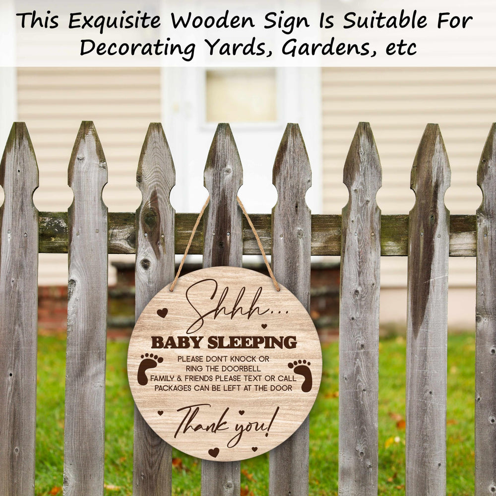 Valucise round wood sign suits baby rooms, adds rustic charm.