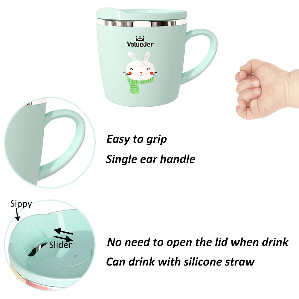 Valueder Kids Learning Cup 360° duck mouth lid supports controlled drinking with less spills.