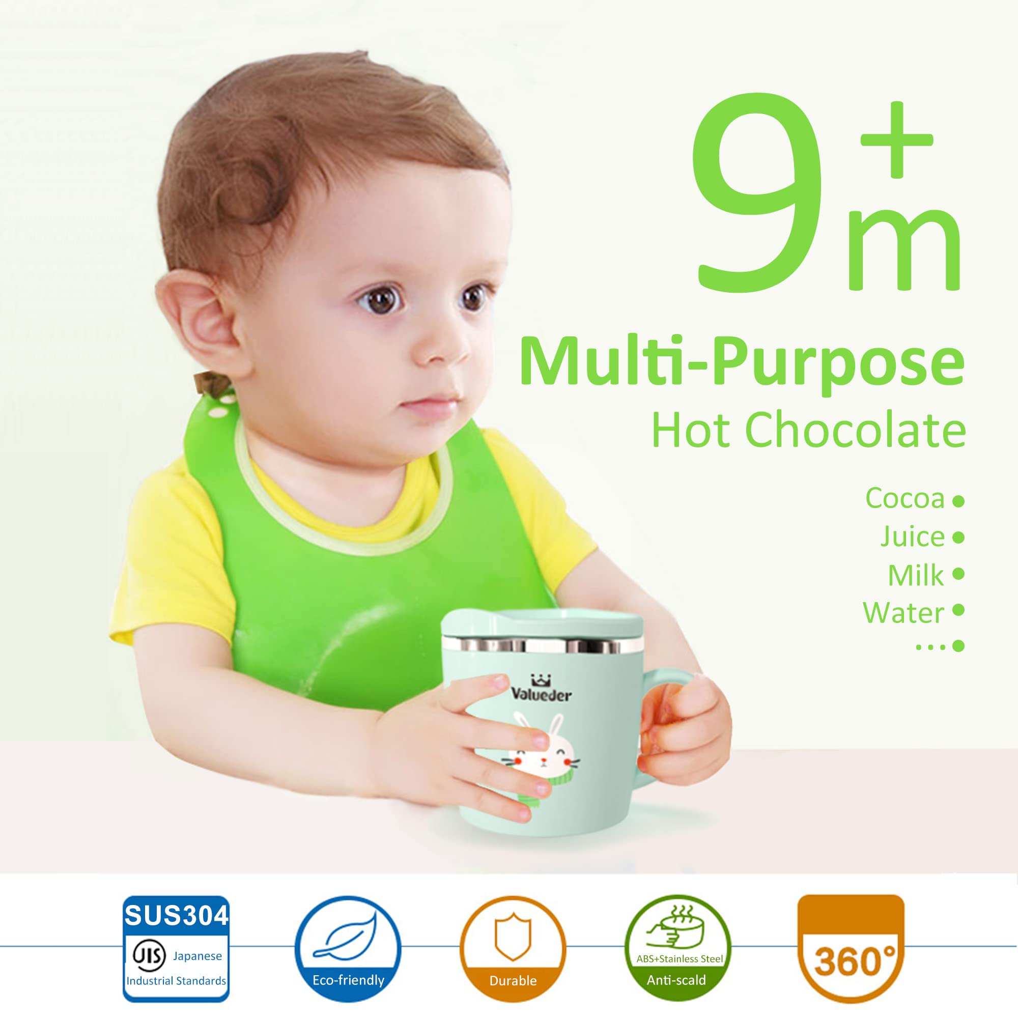 Valueder Kids Learning Cup interior stainless steel visible to maintain beverage temperature.