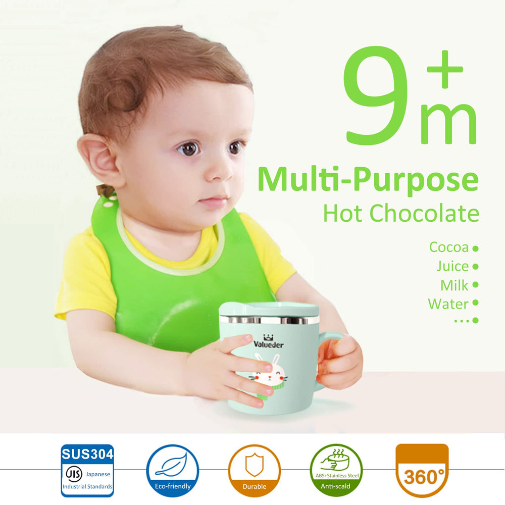Valueder Kids Learning Cup interior stainless steel visible to maintain beverage temperature.