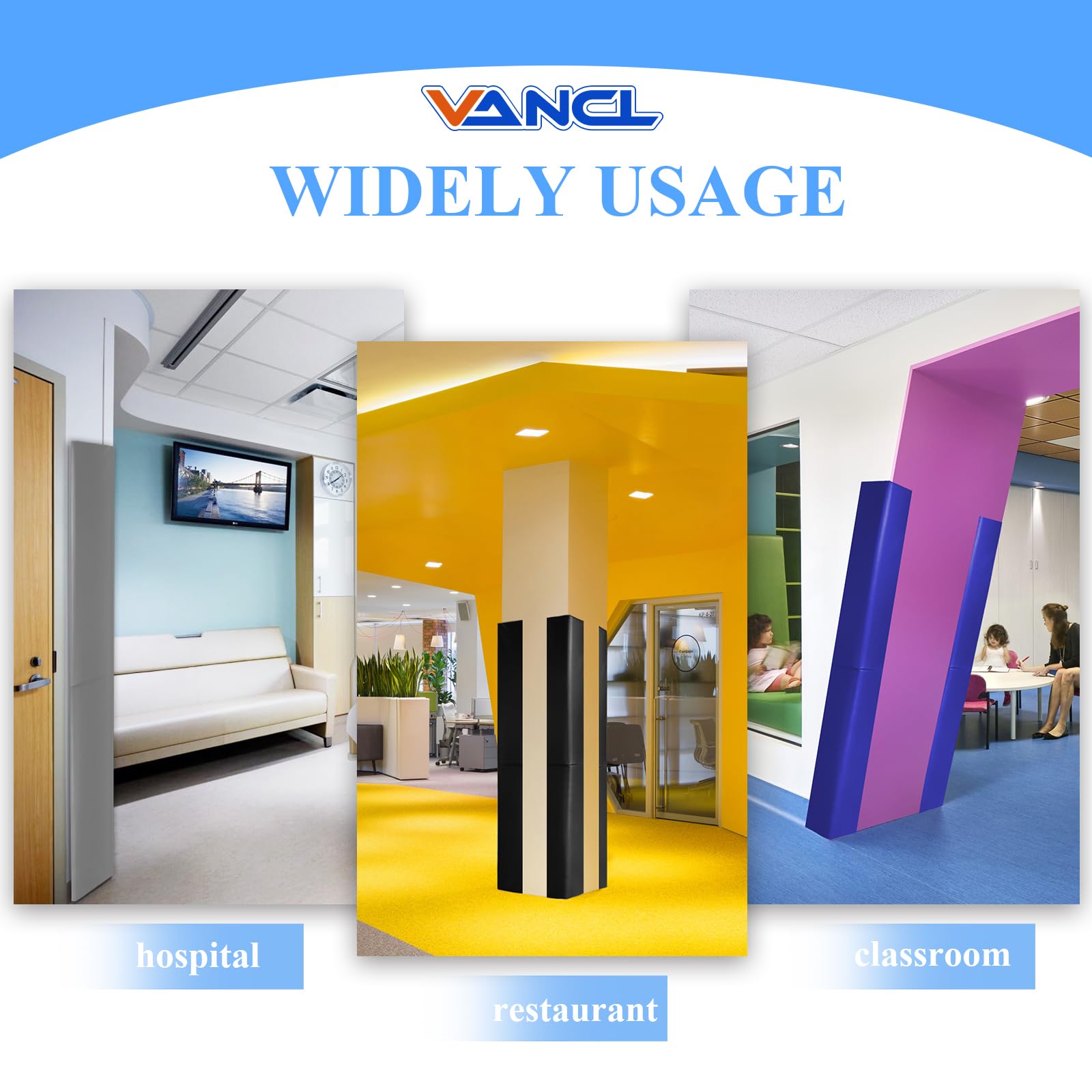 VANCL cushioned protection for gym play area with two-inch foam core.