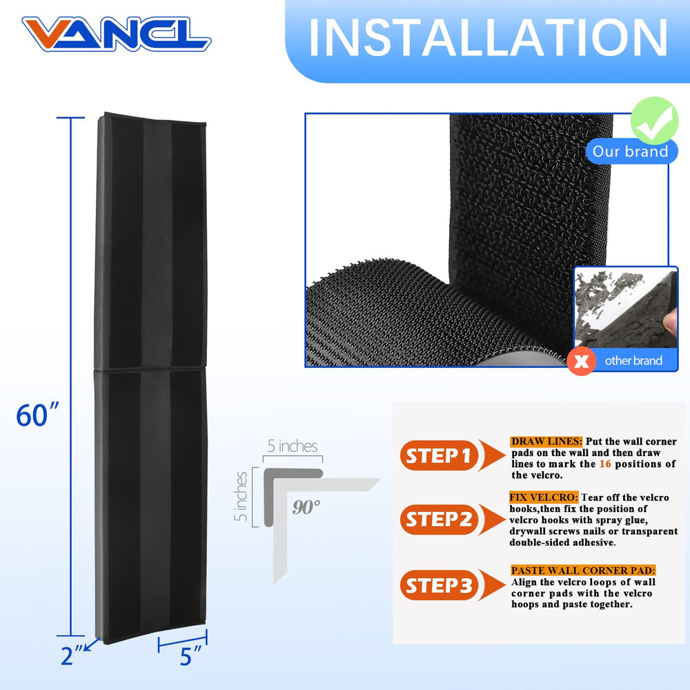 VANCL wall corner pad 60x5x2 dims with thick foam for impact cushioning.