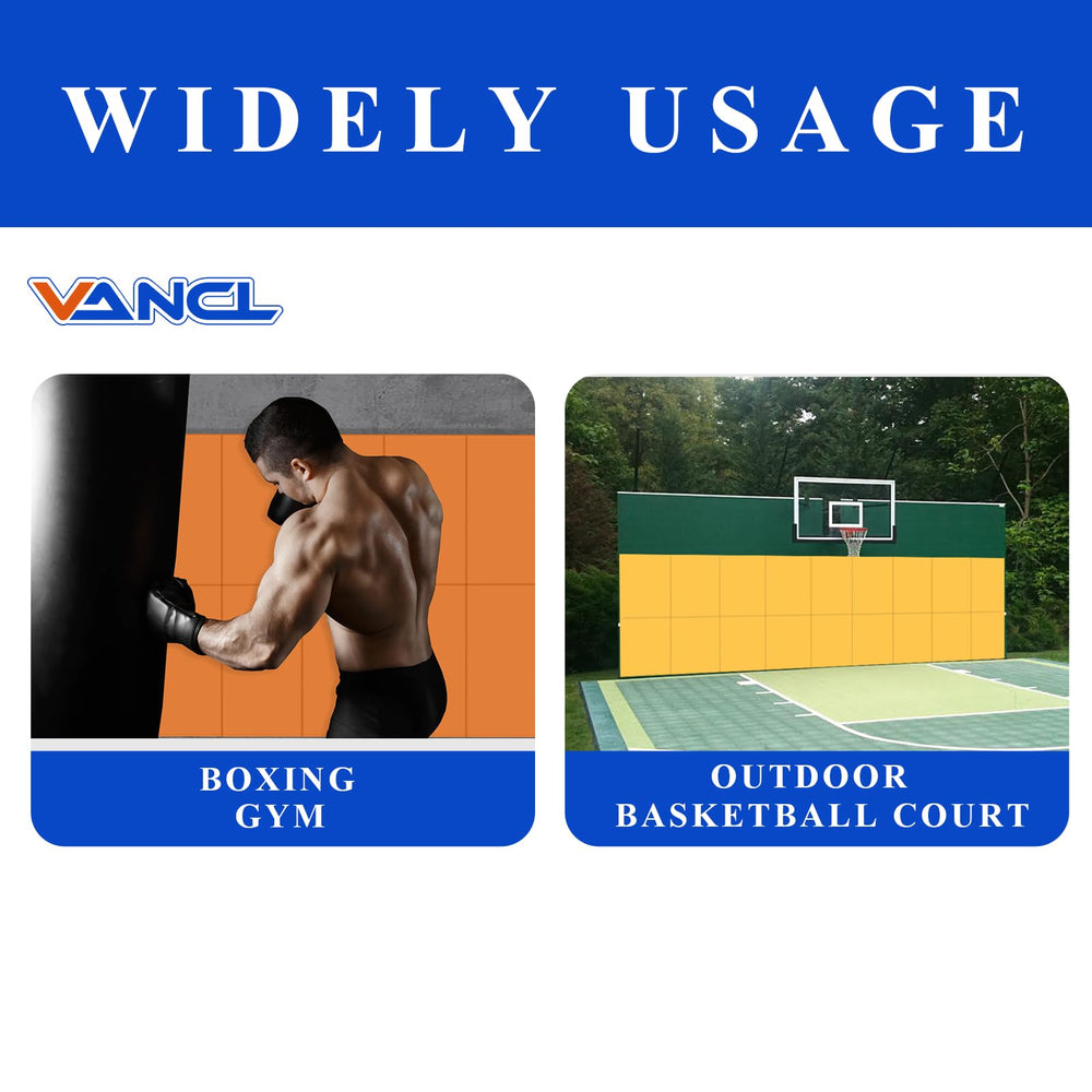 VANCL wall padding installed in a garage or indoor gym shows versatility.