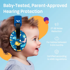 Vanderfields baby ear muffs adjustable headband ensure secure, comfortable fit for toddlers.