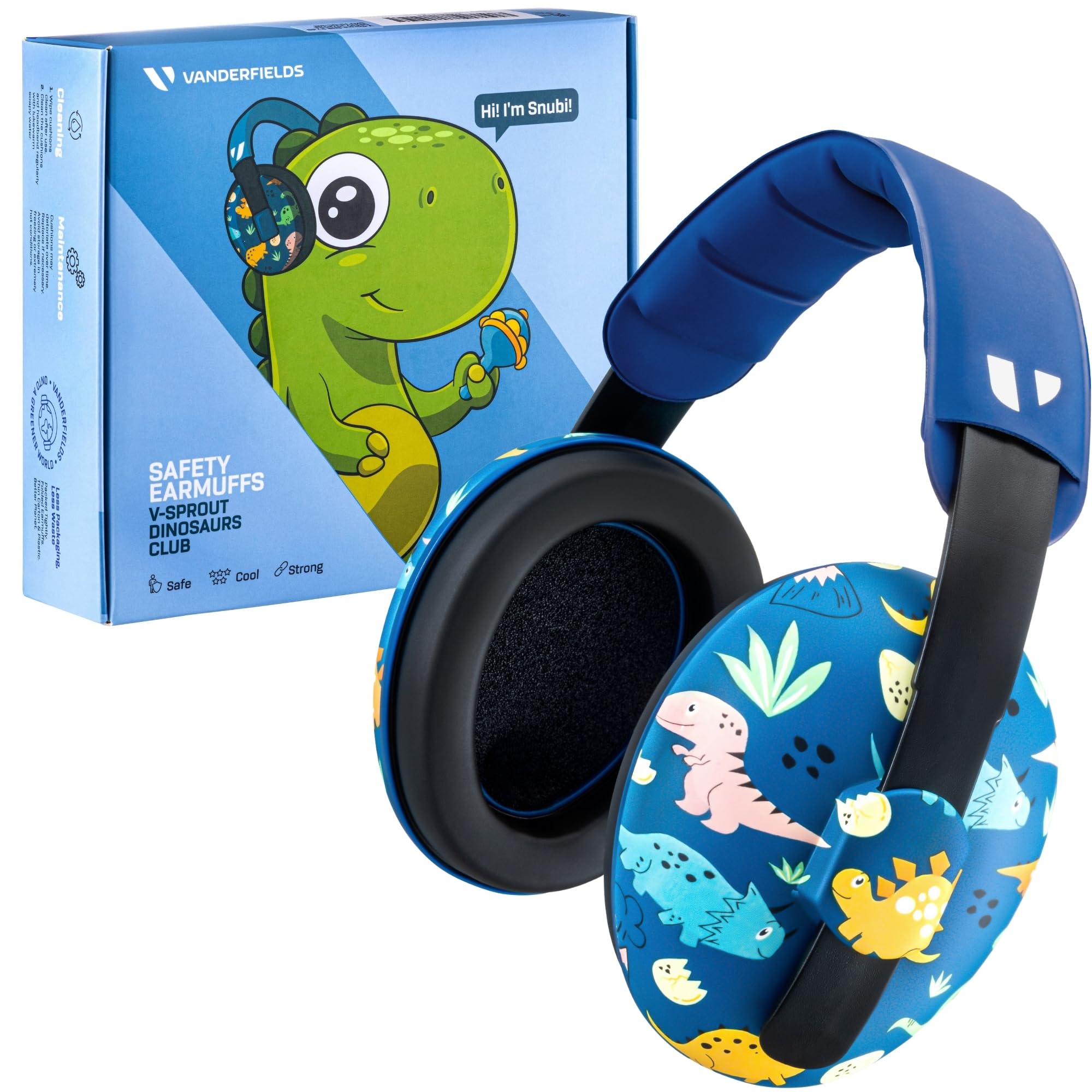 Vanderfields baby ear muffs with soft headband provide gentle baby ear protection.