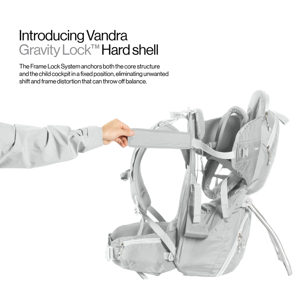 Vandra Glacier gravity-lock-frame closeup emphasizing stability on uneven terrain