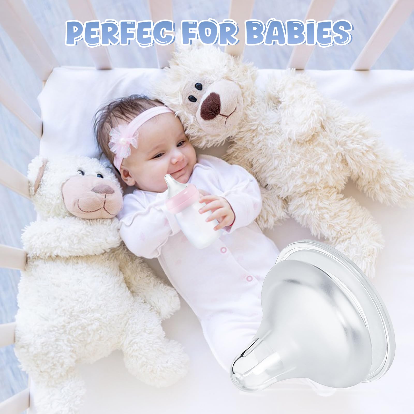 VANEST four-pack nipples provide versatile flow choices as baby grows.