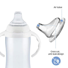 VANEST soft silicone spout delivers gentle gum comfort during sipping transition.