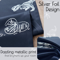 Vangao dinosaur-foil-curtains hanging with grommets and smooth scrolling