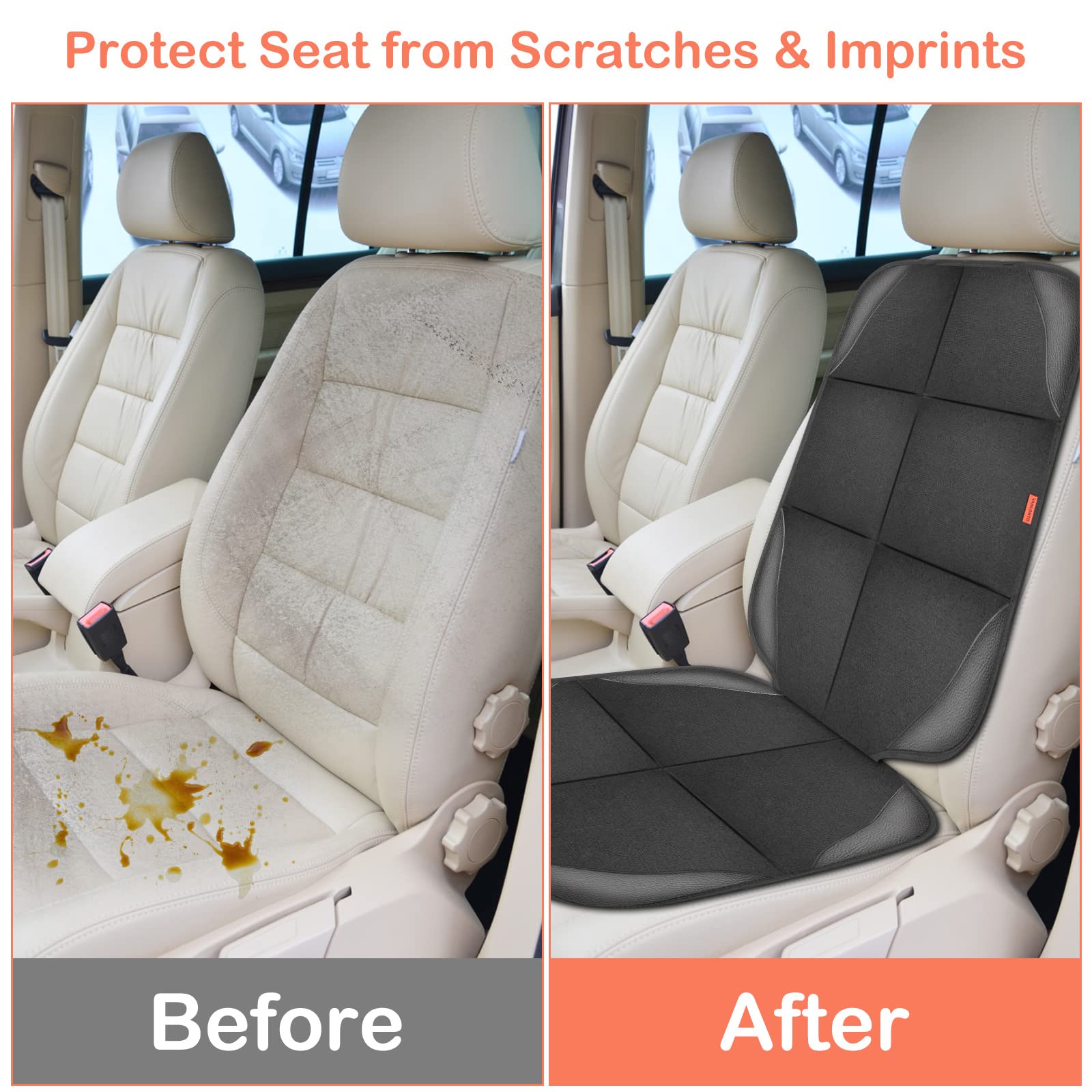 VANLONTD car seat protector isofix compatibility shows secure fit during rides.