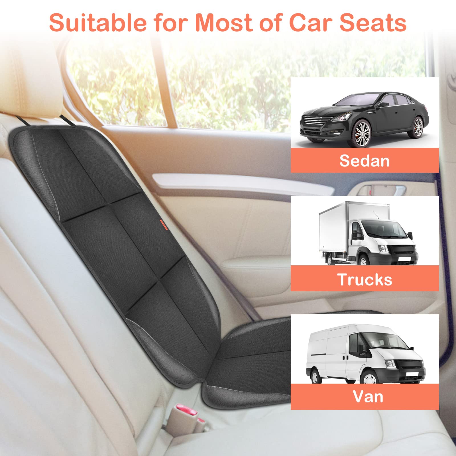 VANLONTD car seat protector non-slip bottom keeps child seat steady.