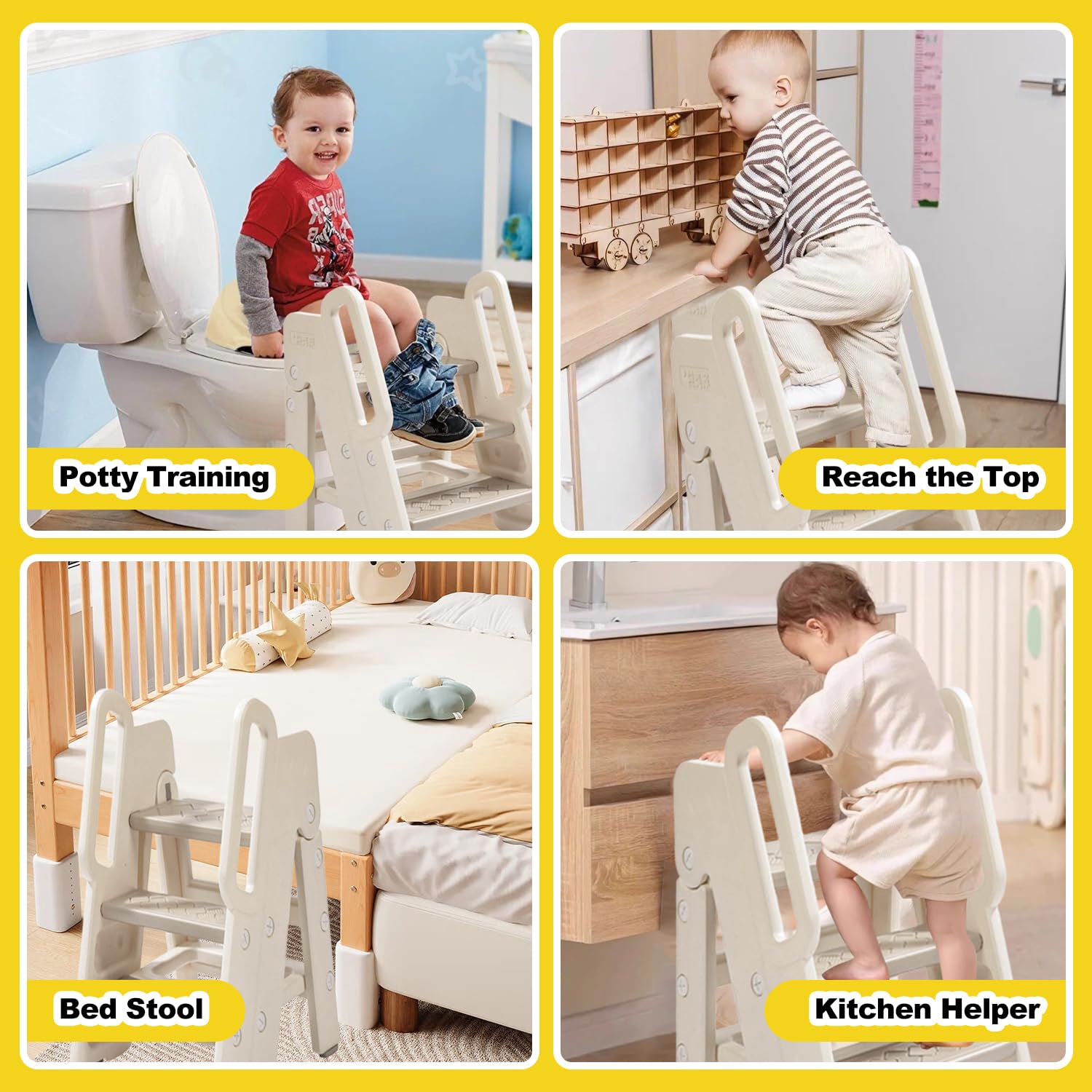 Vanpolchy Step Stool Toddlers Anti-Tip Bars provide stable, confident use.